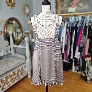 Eyelash Couture Cream and Black Stripped Babydoll Dress Large